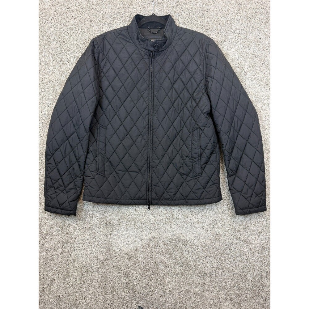 Vince Camuto Men's M Black Diamond Quilted Jacket Full Zip Lightweight Coat